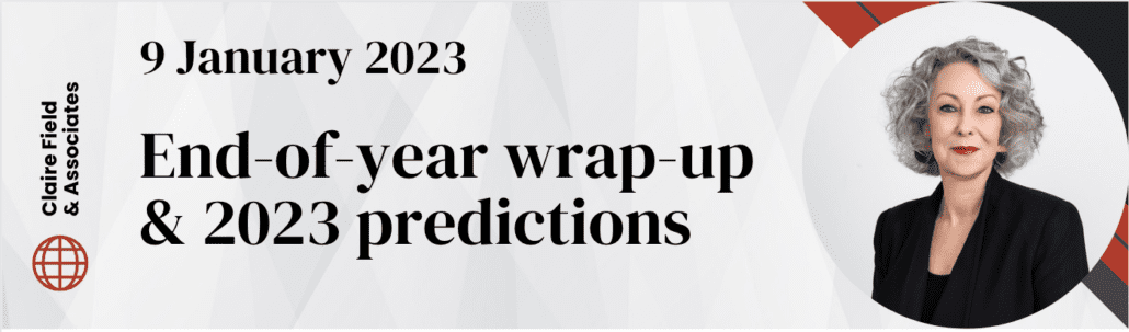 Newsletter headline - "End-of-year wrap-up & 2023 predictions"